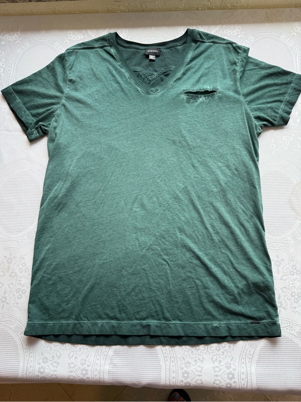 Diesel Black Label Men's Size XL V-Neck Short Sleeve Shirt Forest Green Luxury